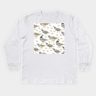 Watercolor Quail pattern Kids Long Sleeve T-Shirt